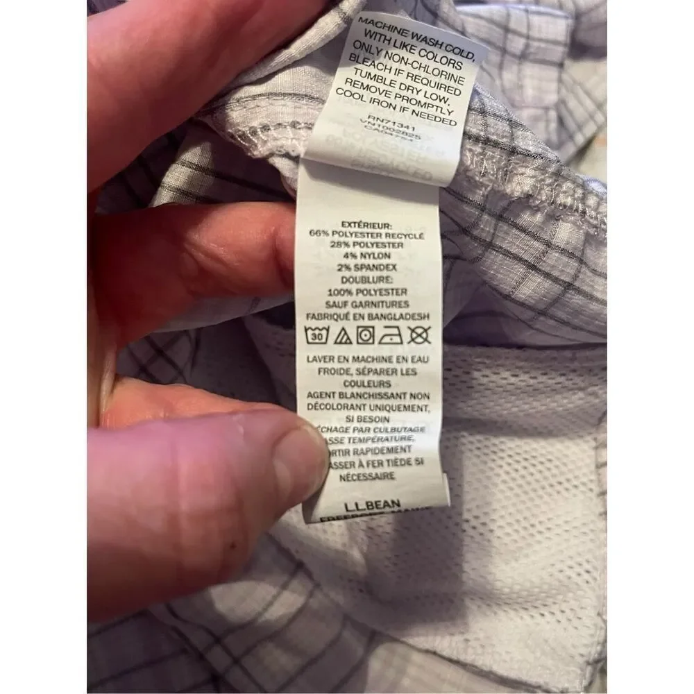 L.L. Bean Womens Purple Gray Plaid Vented Button Up Fishing Shirt Size 2X Plus